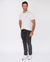 Jean Hombre Recto Negro con Desgaste