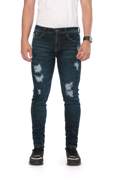 Esencial Jeans Hombre 21121309 - Azul oscuro con rotos